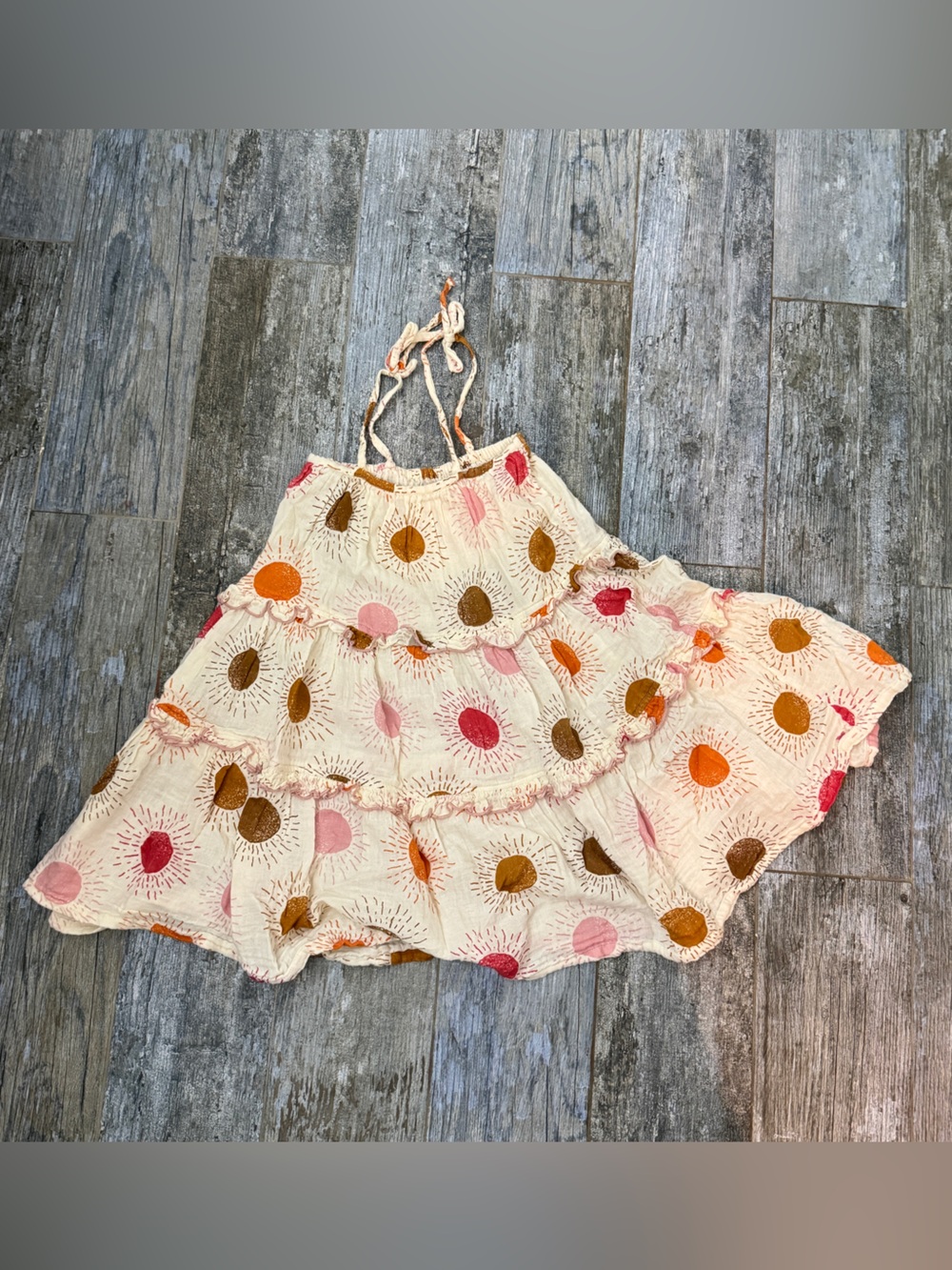 Pink Chicken Sunburst Print Ruffled dress